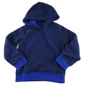 Lands' End High Pile Fleece Pullover Hoodie Sweatshirt Kids Sz XS Deep Sea Navy